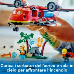 Lego city 60413 aereo antincendio, giocattolo dei vigili del fuoco per bambini di 6+ anni con 3 minifigure dei pompieri><noscript><img width=