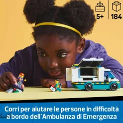 LEGO CITY 60451 ambulanza di emergenza giocattolo con 2 minifigure, giochi educativi bambini 5+, regalo per l’apprendimento> Mattoncini