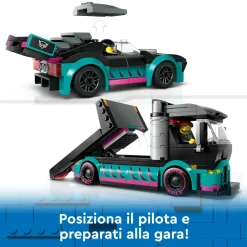 Lego city 60406 auto da corsa e trasportatore, macchina e camion giocattolo per bambini di 6+, veicolo con rampa funzionante><noscript><img width=