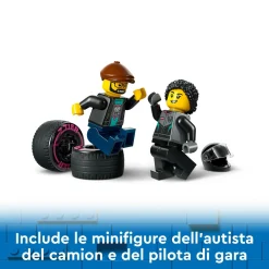 Lego city 60406 auto da corsa e trasportatore, macchina e camion giocattolo per bambini di 6+, veicolo con rampa funzionante><noscript><img width=