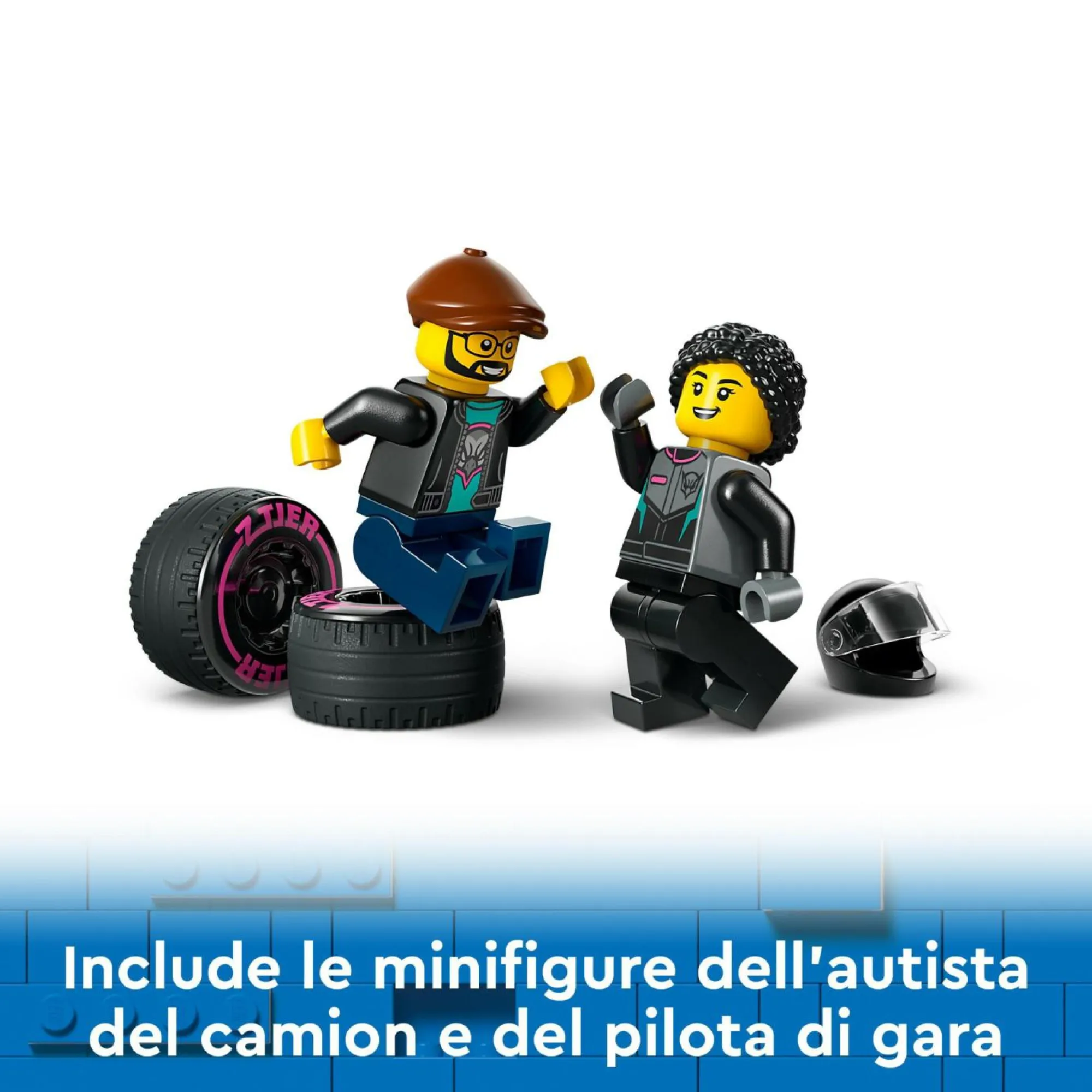 Lego city 60406 auto da corsa e trasportatore, macchina e camion giocattolo per bambini di 6+, veicolo con rampa funzionante> Mattoncini