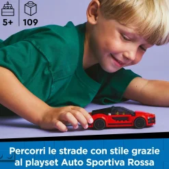 LEGO CITY 60448 auto sportiva rossa – macchina giocattolo, giochi educativi per bambini 5+, regalo con minifigure e accessori> Mattoncini