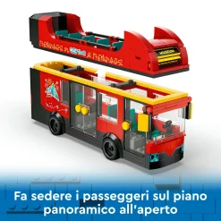 Lego city 60407 autobus turistico rosso a due piani, giochi per bambini 7+ con veicolo giocattolo e 5 minifigure, idea regalo><noscript><img width=
