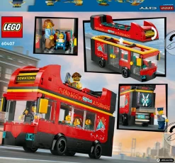Lego city 60407 autobus turistico rosso a due piani, giochi per bambini 7+ con veicolo giocattolo e 5 minifigure, idea regalo><noscript><img width=