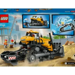Lego city 60466 bulldozer giallo: veicolo cantiere, 3 minifigure 8+> Mattoncini