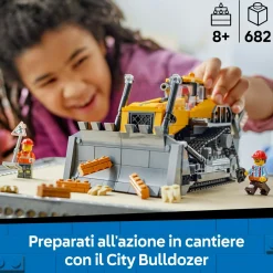 Lego city 60466 bulldozer giallo: veicolo cantiere, 3 minifigure 8+><noscript><img width=