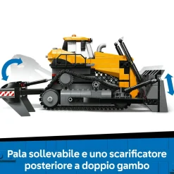Lego city 60466 bulldozer giallo: veicolo cantiere, 3 minifigure 8+><noscript><img width=