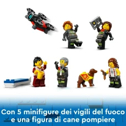 Lego city 60414 caserma dei pompieri e autopompa con camion giocattolo, 6 minifigure, cane e accessori, gioco per bambini 6+><noscript><img width=