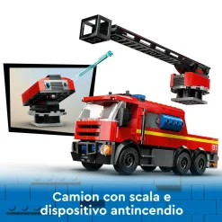 Lego city 60414 caserma dei pompieri e autopompa con camion giocattolo, 6 minifigure, cane e accessori, gioco per bambini 6+><noscript><img width=