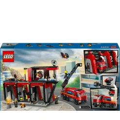Lego city 60414 caserma dei pompieri e autopompa con camion giocattolo, 6 minifigure, cane e accessori, gioco per bambini 6+><noscript><img width=