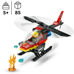Lego city 60411 elicottero dei pompieri, veicolo giocattolo con 2 elementi lancia-acqua e minifigure, giochi per bambini 5+><noscript><img width=