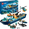 Lego city 60368 esploratore artico, grande nave giocattolo galleggiante con elicottero, gommone, sottomarino e relitto barca> Mattoncini