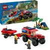 Lego city 60412 fuoristrada antincendio e gommone di salvataggio, camion dei pompieri giocattolo, giochi per bambini 5+ anni> Mattoncini