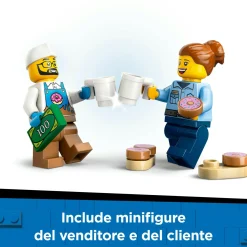 LEGO CITY 60452 furgone delle ciambelle giocattolo con 2 minifigure, giochi bambini 5+, veicolo con stand gastronomico mobile><noscript><img width=