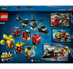 LEGO CITY 60462 3in1 elicottero, autopompa e sottomarino – giocattolo combinabile con 3 minifigure, giochi per bambini 7+><noscript><img width=