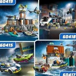 Lego city 60415 inseguimento della macchina da corsa, 2 modellini di auto della polizia, giocattolo per bambini di 6+ anni> Mattoncini