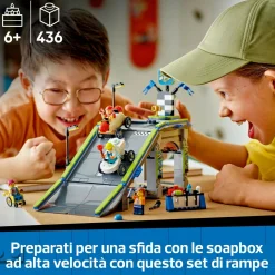 LEGO CITY 60460 nessun limite: gara sulla pista a rampe, giocattolo con 2 modelli di auto e 4 minifigure, giochi bambini 6+> Mattoncini