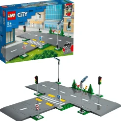 Lego city 60304 piattaforme stradali, set basi con lampioni fosforescenti, semafori giocattolo, cartelli e segnaletica, toys center> Mattoncini
