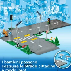 Lego city 60304 piattaforme stradali, set basi con lampioni fosforescenti, semafori giocattolo, cartelli e segnaletica, toys center><noscript><img width=