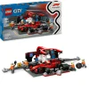 LEGO CITY 60443 pit stop e meccanici con monoposto ferrari f1 – officina, macchina giocattolo e accessori, giochi bambini 6+> Mattoncini