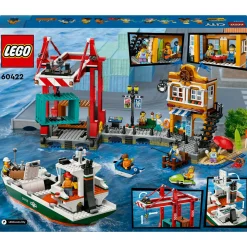 Lego city 60422 porto e nave merci, giochi per bambini 8+ con barca giocattolo, gru funzionante, moto d’acqua e 8 minifigure><noscript><img width=