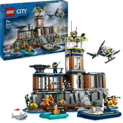 Lego city 60419 prigione sull’isola della polizia, giocattolo ricco di funzioni con elicottero, barca, gommone e 7 minifigure> Mattoncini