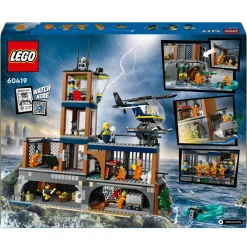 Lego city 60419 prigione sull’isola della polizia, giocattolo ricco di funzioni con elicottero, barca, gommone e 7 minifigure><noscript><img width=
