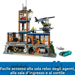 Lego city 60419 prigione sull’isola della polizia, giocattolo ricco di funzioni con elicottero, barca, gommone e 7 minifigure><noscript><img width=