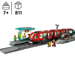Lego city 60423 tram e fermata del tram, treno giocattolo da costruire con stazione e vagoni ferroviari, giochi per bambini 7+><noscript><img width=