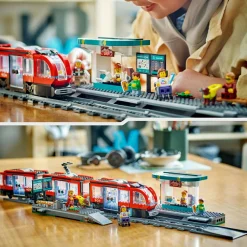 Lego city 60423 tram e fermata del tram, treno giocattolo da costruire con stazione e vagoni ferroviari, giochi per bambini 7+><noscript><img width=