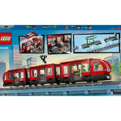 Lego city 60423 tram e fermata del tram, treno giocattolo da costruire con stazione e vagoni ferroviari, giochi per bambini 7+><noscript><img width=