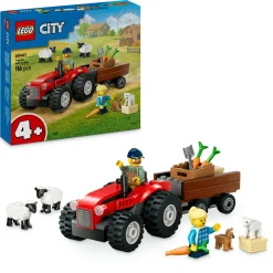 LEGO CITY 60461 trattore agricolo rosso con rimorchio e pecore, veicolo e animali giocattolo, giochi montessori per bambini 4+> Mattoncini