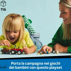 LEGO CITY 60461 trattore agricolo rosso con rimorchio e pecore, veicolo e animali giocattolo, giochi montessori per bambini 4+> Mattoncini