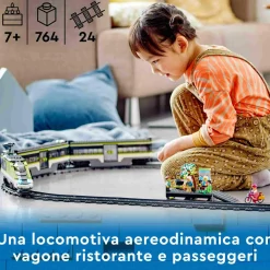 Lego city 60337 treno passeggeri espresso, con locomotiva giocattolo telecomandata con luci e binari, giochi per bambini> Mattoncini
