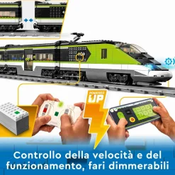 Lego city 60337 treno passeggeri espresso, con locomotiva giocattolo telecomandata con luci e binari, giochi per bambini><noscript><img width=