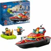 Lego city fire 60373 barca di soccorso antincendio dei vigili del fuoco, nave giocattolo, gommone e minifigure, idee regalo> Mattoncini