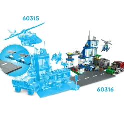 Lego city police stazione di polizia, con camion della spazzatura ed elicottero giocattolo, per bambini di 6+ anni, 60316><noscript><img width=