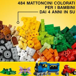 Lego classic 10696 scatola mattoncini creativi media, contenitore per costruire fiori, macchina, treno e aereo giocattolo><noscript><img width=