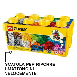 Lego classic 10696 scatola mattoncini creativi media, contenitore per costruire fiori, macchina, treno e aereo giocattolo><noscript><img width=