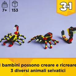 LEGO CREATOR 3 in 1 31159 animali selvatici: ragno trasformista, giocattolo trasformabile in scorpione e serpente, bambini 7+> Mattoncini