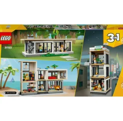Lego creator 3 in 1 31153 casa moderna, 3 modellini di abitazioni da costruire, giochi per bambini 9+, idea regalo compleanno> Mattoncini