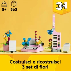 LEGO CREATOR 3 in 1 31169 macchina da scrivere con fiori giocattolo, si trasforma in keytar o in vaso, giochi per bambini 8+> Mattoncini