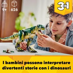 Lego creator 3 in 1 31151 t. rex, dinosauro giocattolo trasformabile in triceratopo e pterodattilo, giochi per bambini 9+><noscript><img width=