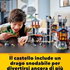 Lego creator 3 in 1 castello medievale, torre e mercato con catapulta e drago giocattolo, include 3 minifigure, 31120><noscript><img width=