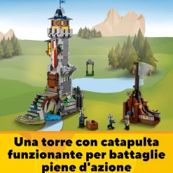 Lego creator 3 in 1 castello medievale, torre e mercato con catapulta e drago giocattolo, include 3 minifigure, 31120><noscript><img width=