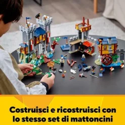 Lego creator 3 in 1 castello medievale, torre e mercato con catapulta e drago giocattolo, include 3 minifigure, 31120><noscript><img width=