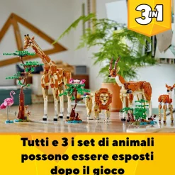 Lego creator 31150 3in1 animali del safari, giocattolo trasformabile da giraffa in 2 gazzelle o leone , giochi per bambini 9+><noscript><img width=