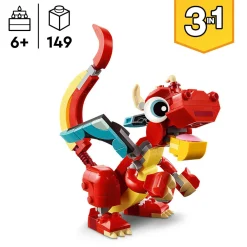Lego creator 31145 3in1 drago rosso, giochi per bambini di 6+ anni, action figure ricostruibile in pesce e fenice giocattolo><noscript><img width=