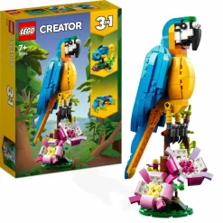 Lego creator 31136 pappagallo esotico, set 3 in 1 con pesce e rana, animali giocattolo, giochi creativi per bambini da 7 anni> Mattoncini