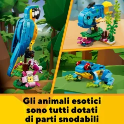Lego creator 31136 pappagallo esotico, set 3 in 1 con pesce e rana, animali giocattolo, giochi creativi per bambini da 7 anni><noscript><img width=
